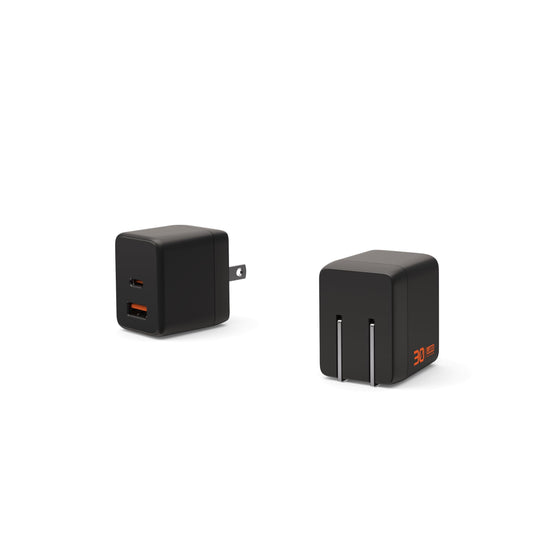 URBAN ARMOR GEAR UAG SRG 30W GaN 2-Port Wall Charger - USB USB-C Dual Port Foldable Compact Travel PD Quick Charging Power Adapter for Smartphone