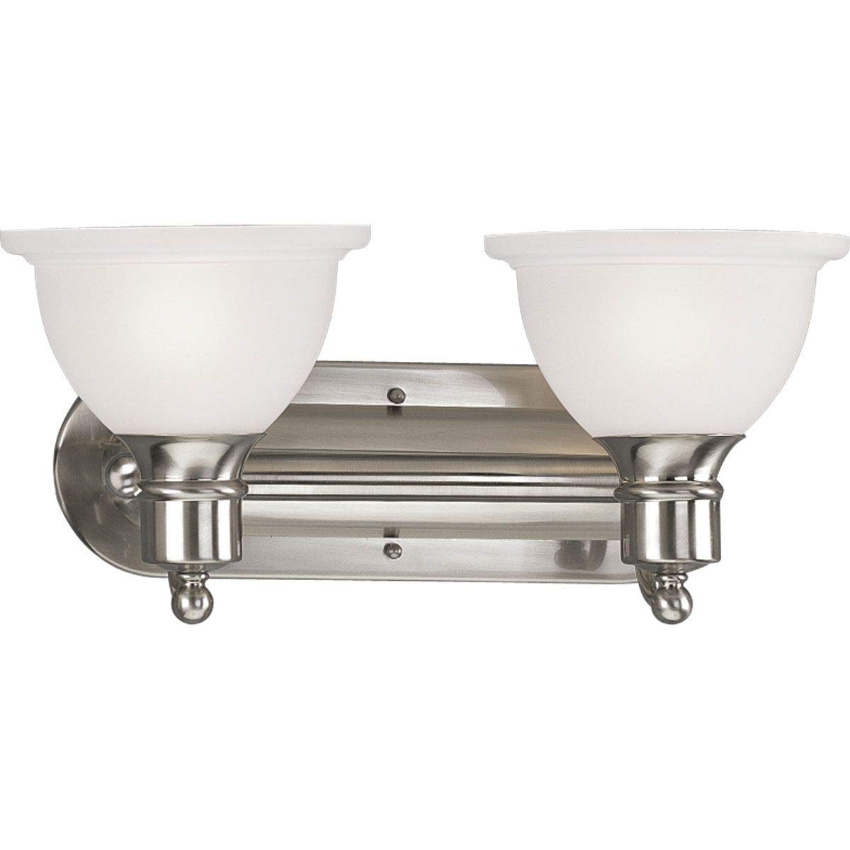 Progress Lighting P3162-09 2-Light Wall Bracket with White Etched Glass, Brushed Nickel