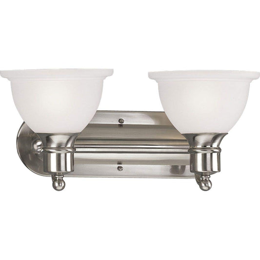 Progress Lighting P3162-09 2-Light Wall Bracket with White Etched Glass, Brushed Nickel