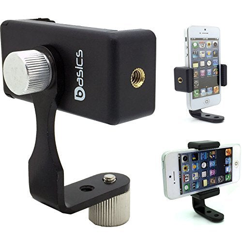AccessoryBasics 360° Swivel Smartphone Holder with 5/8" Metal Tripod Microphone Mic Stand Adapter Mount for All Smartphones