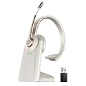 Bluetooth Headset, Wireless Headphones with Microphone Noise Canceling & USB Dongle, V5.0 Trucker Bluetooth Headset with Mic Mute & Charge Dock
