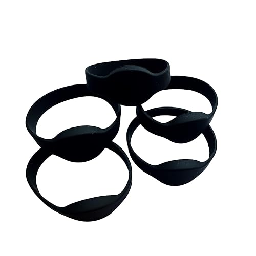 YARONGTECH RFID Rewritable T5577 125khz Writable Silicone Wristband Black Adult Size (Pack of 5)
