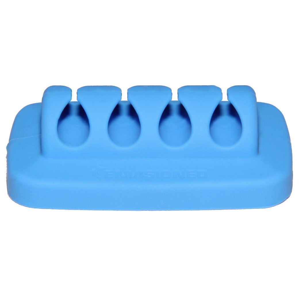 Desktop Cable Organizer, Weighted, Eco-Friendly Silicone, No Bad Smell, Bundled with 4 Reusable Cable Ties (Blue)