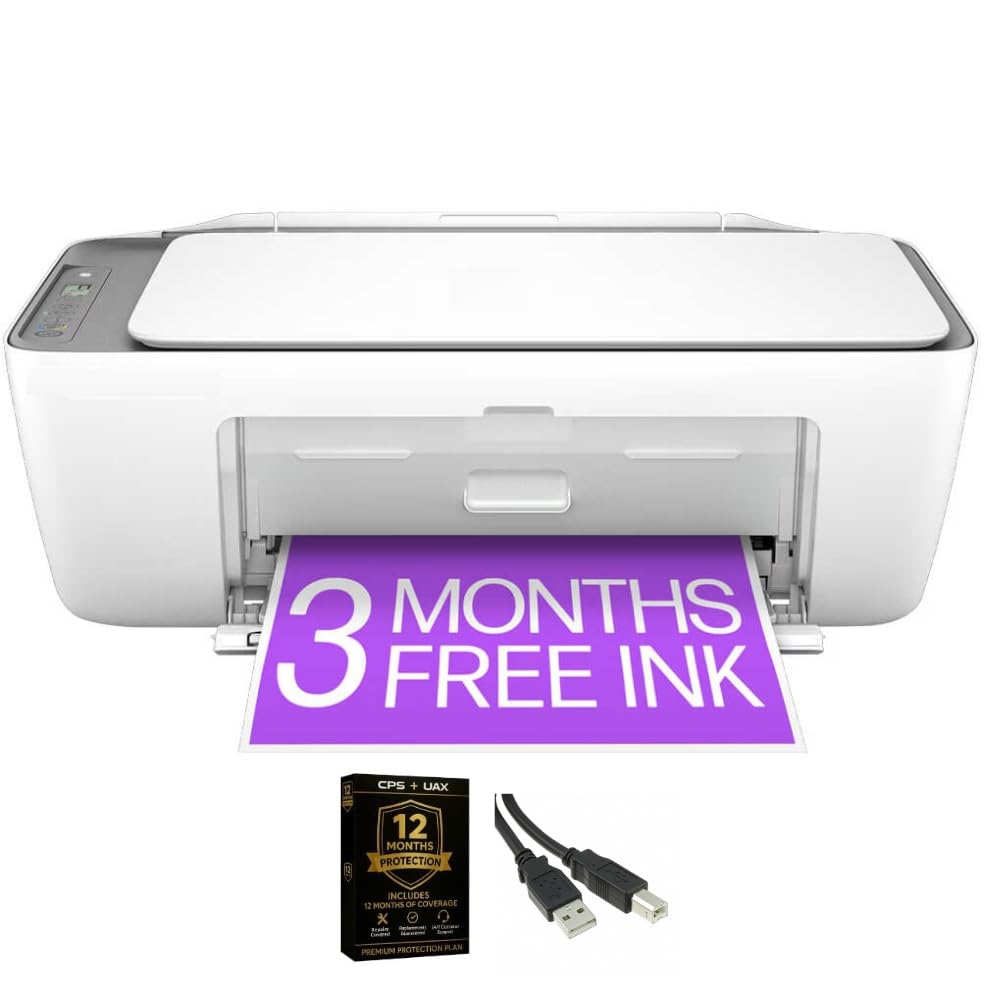 HP DeskJet 2855e Wireless All-in-One Printer Bundle with CPS & Cable