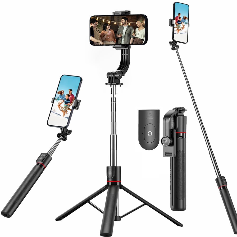 67" Detachable Phone Tripod Selfie Stick, Extendable Portable Cell Phone Stable Camera Easy Selfie Tripod Stand, with Wireless Remote, Ideal