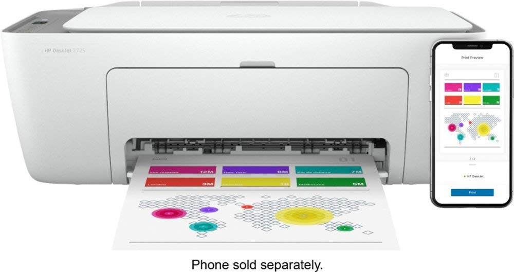 HP - DeskJet 2725 Wireless All-in-One Instant Ink Ready Inkjet Printer - White