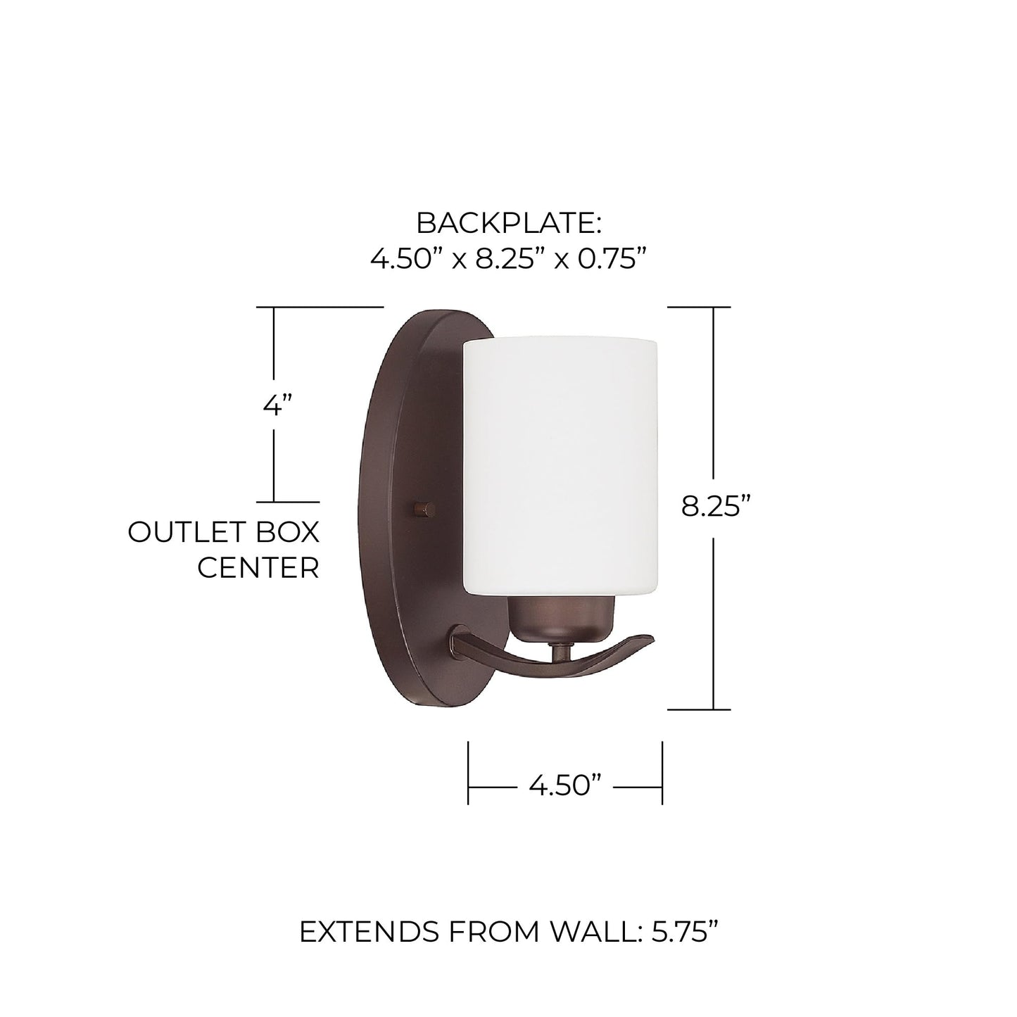 HomePlace by Capital Lighting 615211BZ-338 Dixon Modern Soft White Glass Wall Sconce, 1-Light 100 Watt, 8" H x 5" W, Bronze