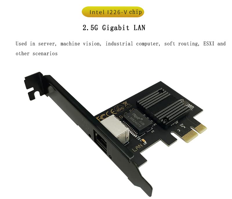 2.5Gbase-T Pcie Network Card Intel I226-V Chip 2.5G PCI Express Gigabit Ethernet Card Nic Wired RJ45 LAN Adapter Converter for Window 10/11