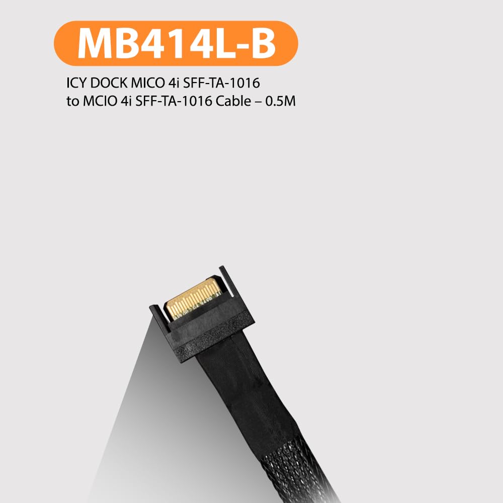 ICY DOCK Mico 4I SFF-A-1016 To Mcio 4I SFF-TA-1016 Cable - 0.5M - MB414L-B