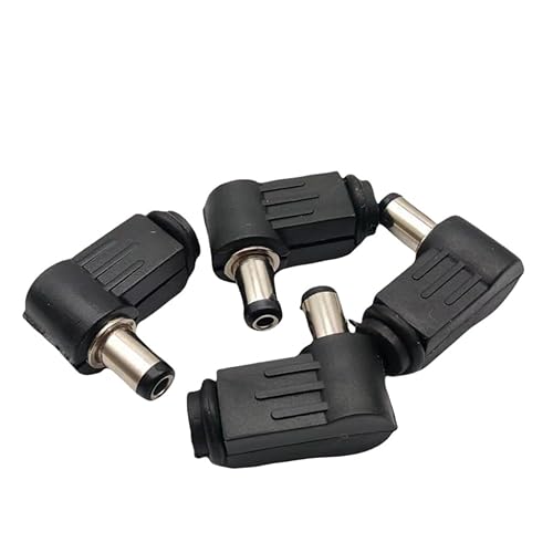 Lzzvibo 10Pcs Right Angle DC Power Supply Male Plug Welding Cord Connector 90-Degree 5.5 * 2.5mm DC Jack Charger Socket Soldering Plug Adapter Wiring