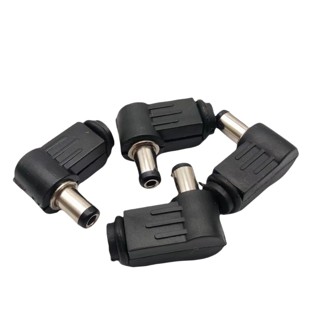 Lzzvibo 10Pcs Right Angle DC Power Supply Male Plug Welding Cord Connector 90-Degree 5.5 * 2.5mm DC Jack Charger Socket Soldering Plug Adapter Wiring