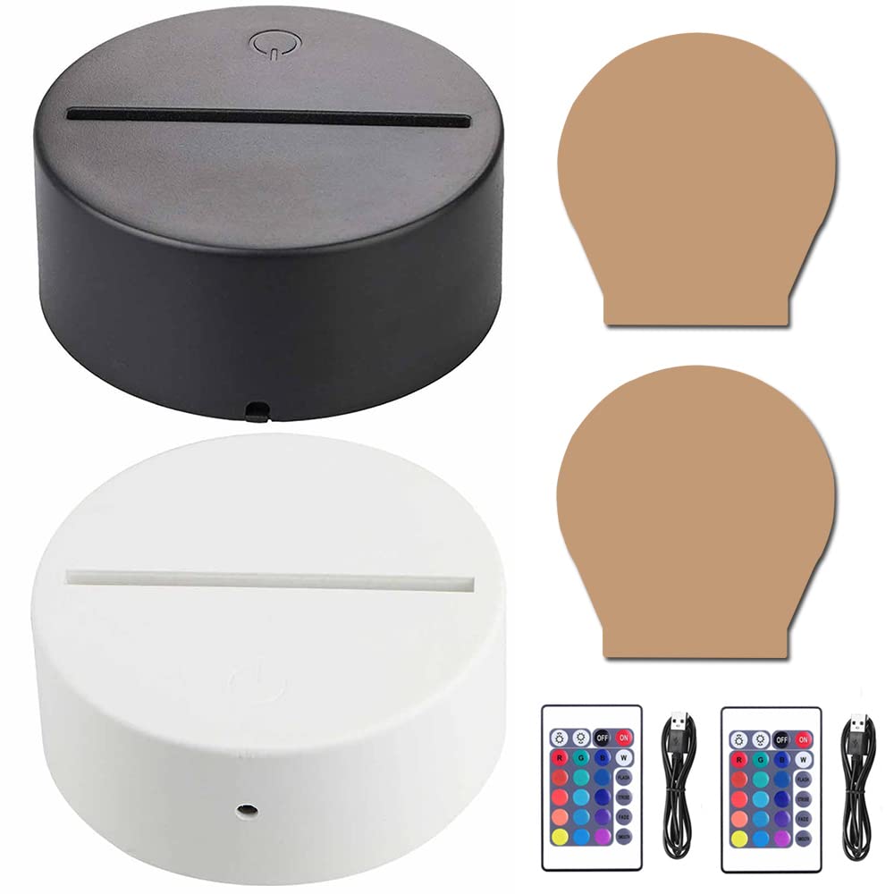 NiceCo 2-Pack 3D Night LED Light Base, LED Base for Acrylic 16 Colors LED Light Base with Remote Control and USB Cable for Bedroom Child Room