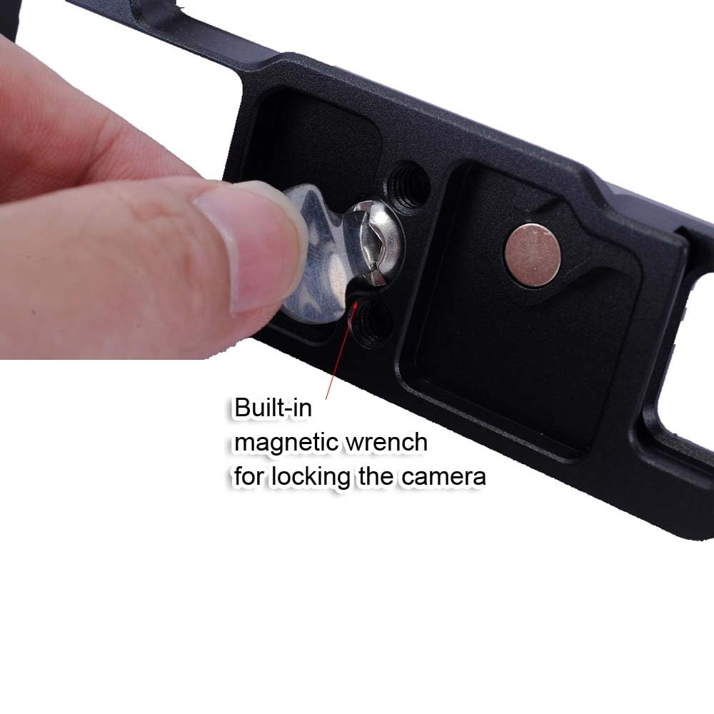 duomianshou L-Shape Arca-Swiss Fit Quick Release Plate Compatible with Fuji Fujifilm X-E5 Camera, 1/4"-20 Holes, Lightweight Ergonomic Wooden Hand