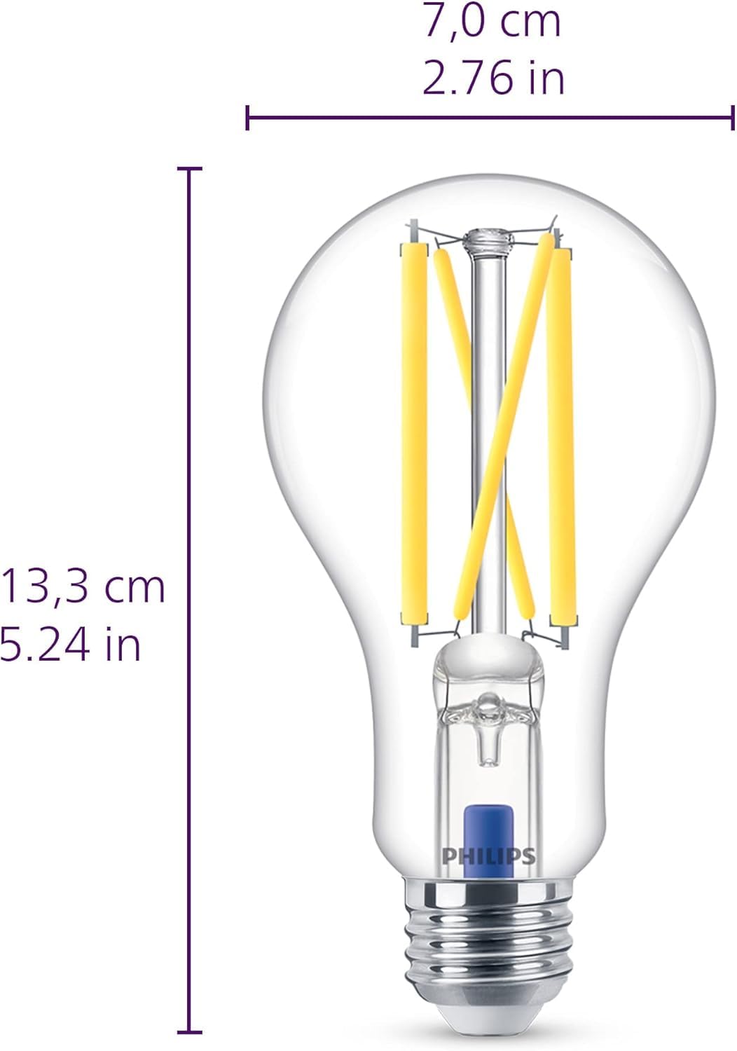 PHILIPS LED 100W A21 2-Pack Ultra Definition Daylight (5000K) 1600 Lumen (13.5W = 100W) Dimmable Frosted Flicker-Free Light Bulbs