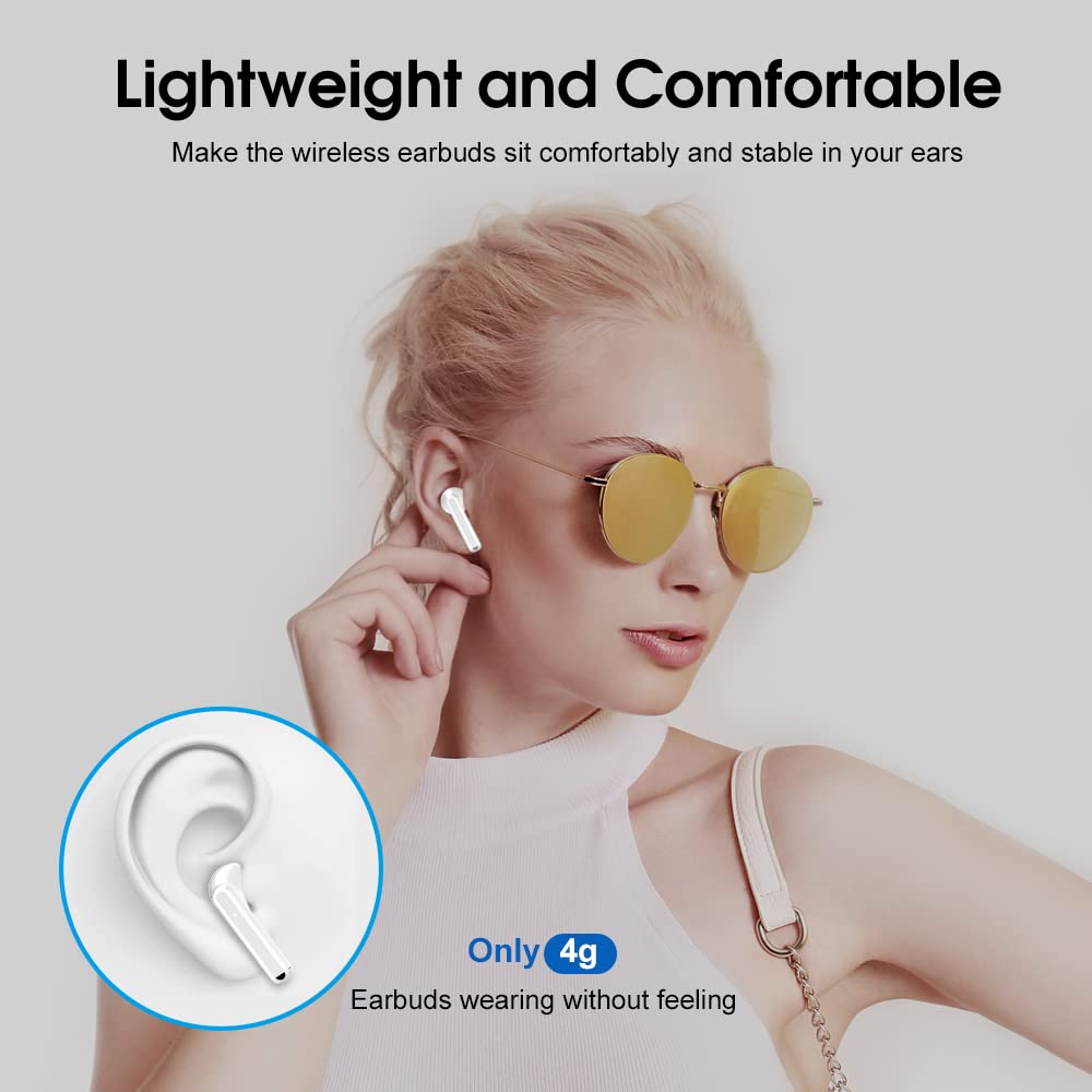 OYIB Wireless Earbuds, Bluetooth 5.3 Headphones with 4-Mics ENC Clear Call, Bluetooth Earbuds Touch Control 25Hour Stereo Sound with LED Power