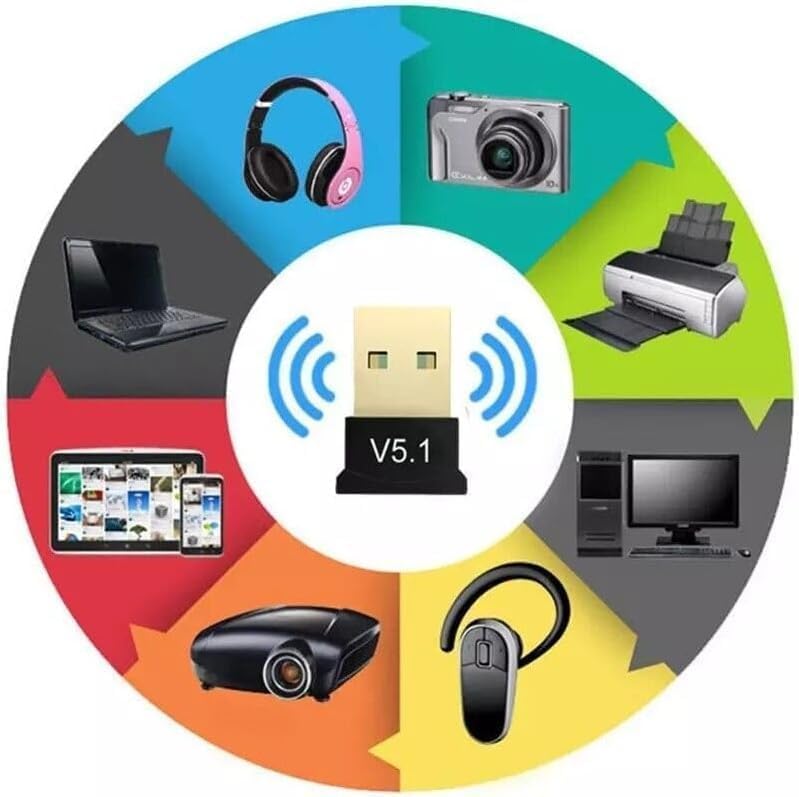USB Wireless Bluetooth Adapter, Bluetooth 5.1 USB Adapter Receiver Audio Transmitter Wireless Receiver Dongle for Desktop, Laptop, Speaker