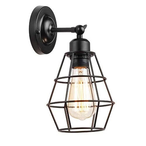 Mengjay Vintage E26 Wall Light, Industrial Lighting Adjustable Socket Rustic Sconces Wire Metal Cage Wall Lamp Indoor Home Retro Lights Fixture