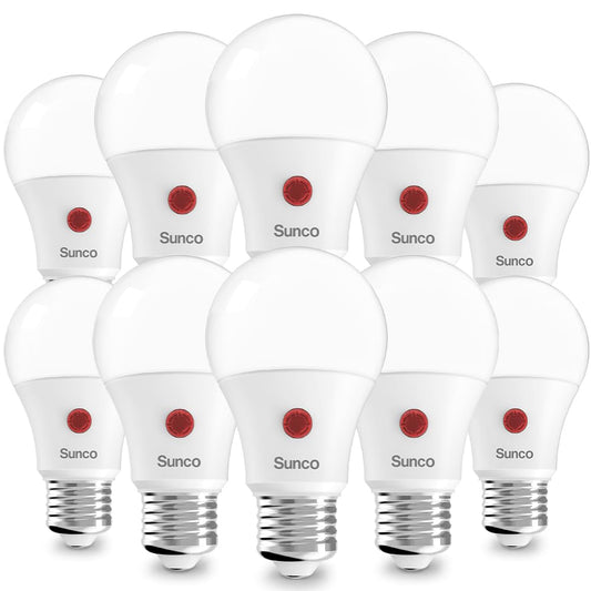 Sunco 10 Pack A19 LED Outdoor Light Bulbs, Dusk to Dawn, 5000K, 9W=60W