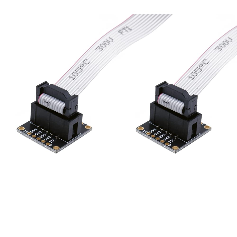 Treedix 2pcs JTAG Breakout Board Adapter SWD Adapter Board Jtag Debug Board with 2 Row 2.54mm Pitch 10pins Female to Female IDC Connector Flat