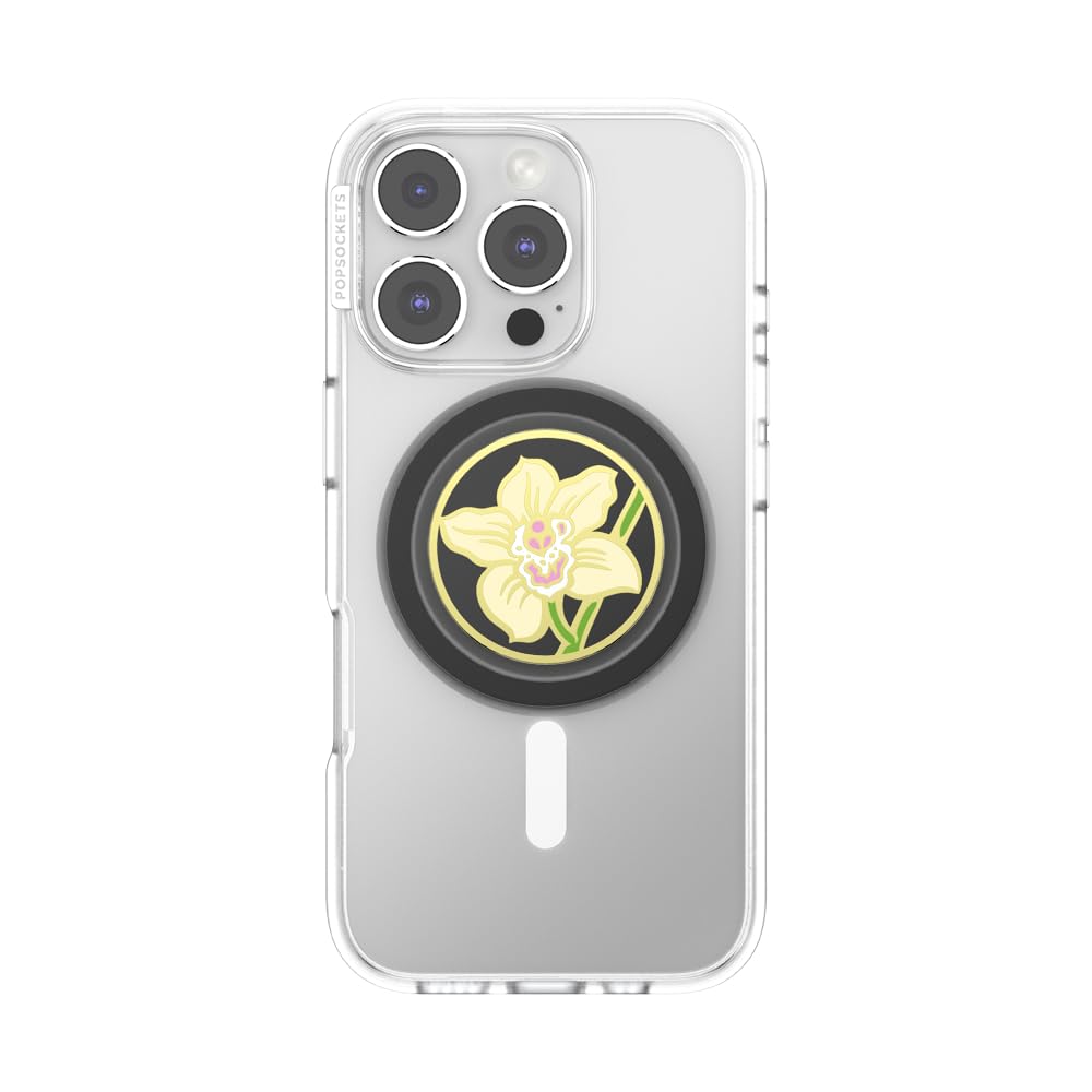 PopSockets Phone Grip for MagSafe, Magnetic Holder, Phone Stand, Enamel - Butter Orchid