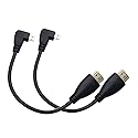 Seadream Angled Micro HDMI to HDMI Cable 2pcs 8 inch 90 Degree Right Angle Micro HDMI Male to HDMI Male Cable Connector (2pcs Right Angled)