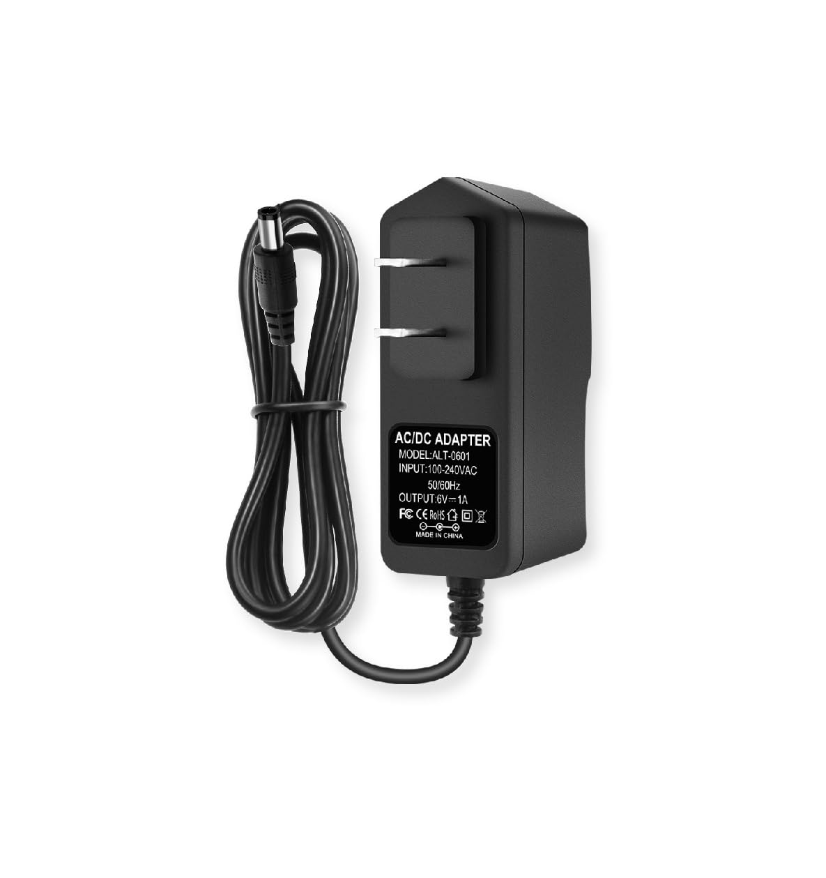 6V DC Power Supply 1A Universal AC Adapter, 100-240V 50/60Hz Adapter to 6 Volts 1Amp Transformer, DC 6V Power Cord, 【5.5mm x 2.5mm Barrel Plug】