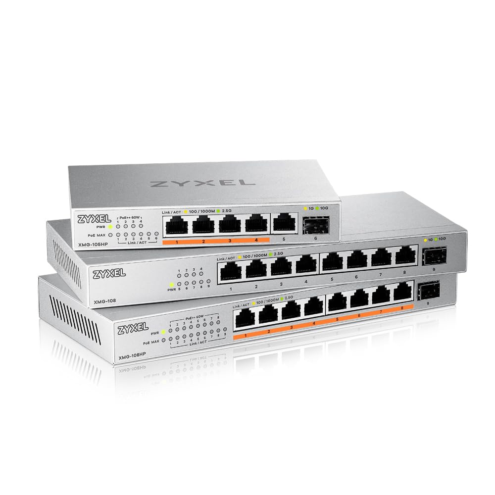 Zyxel 5 Port PoE Network Switch | 2.5Gb Multi Gigabit Switch | Unmanaged | 5X 2.5G, 1x 10G SFP+ | 4X PoE++ 70W Budget | Easy Installation | Fanless