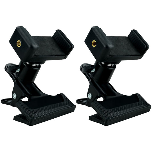 Mobile Phone Mount Holder 360 Degree Rotation Head Phone Clamp for Guitar 1/4-inch Mount 2 Pieces Black