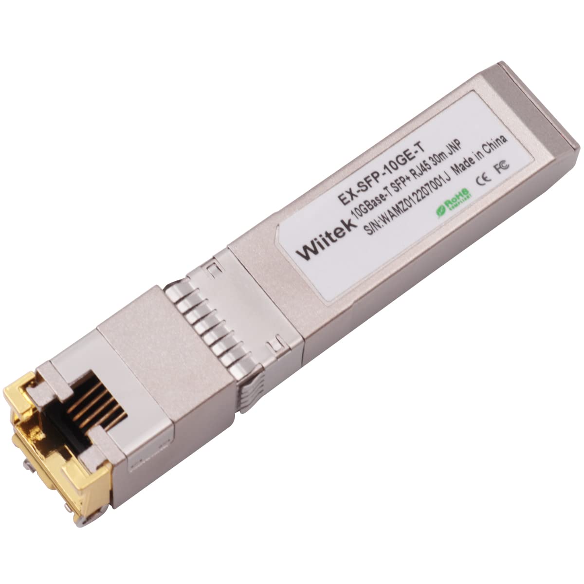 Wiitek 10G SFP+ to RJ45 Copper Modules, 1.25G/2.5G/5G/10GBase-T Ethernet Copper to SFP+ Transceiver Compatible for Juniper EX-SFP-10GE-T(Cat 6a/7 or