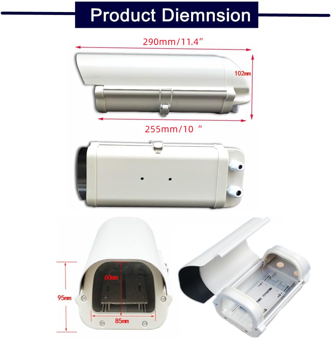 BeElion CCTV Security Housing Aluminum Indoor Outdoor Camera Box Weatherproof Junction Box Shell for CCTV Heavy Duty Surveillance Camera Wall Mounting