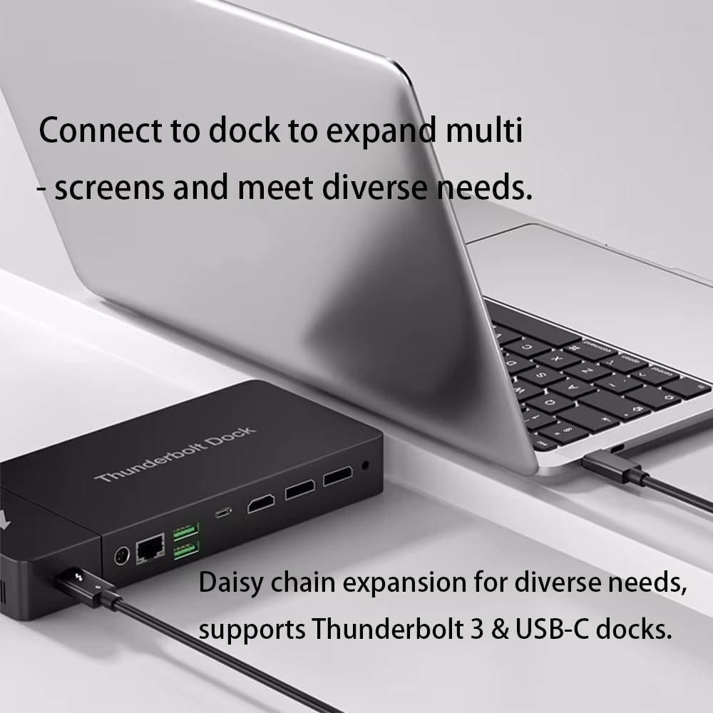 3FT Thunderbolt 5 USB C / USB4 Compatible with MacBook, iPad, iPhone 15 16, Lenovo, HP, Samsung, Dell, PC Laptop Super-Fast Charging, Video Display
