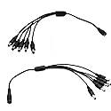 UpperFu 2pcs CCTV DC Power Splitter Cable 5.5mm x 2.5mm Female Jack to 5 Male 5 Ways Splitter Connector Cable 5.5mm x 2.5mm Adapter for LED Strip