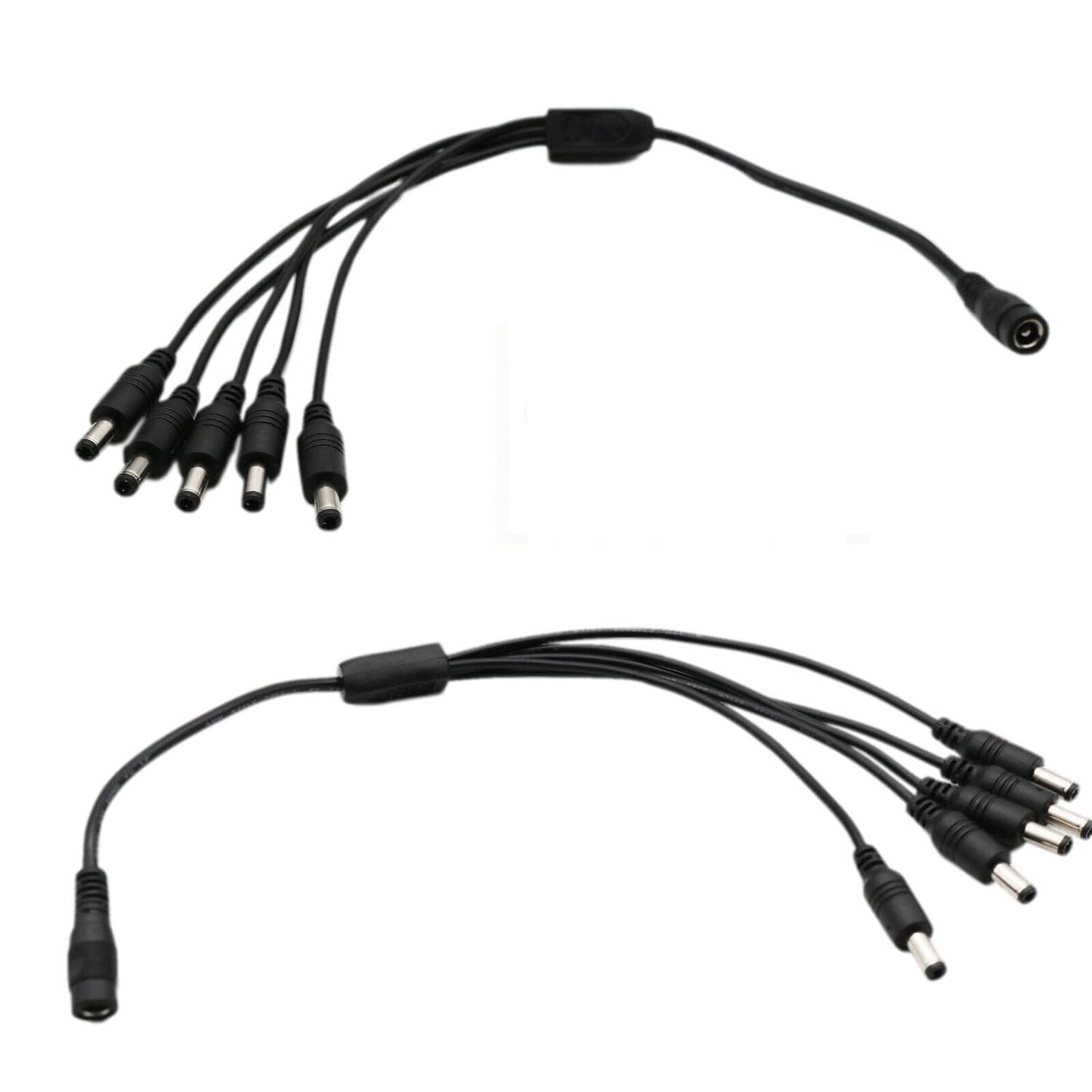 UpperFu 2pcs CCTV DC Power Splitter Cable 5.5mm x 2.5mm Female Jack to 5 Male 5 Ways Splitter Connector Cable 5.5mm x 2.5mm Adapter for LED Strip