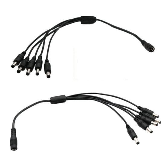 UpperFu 2pcs CCTV DC Power Splitter Cable 5.5mm x 2.5mm Female Jack to 5 Male 5 Ways Splitter Connector Cable 5.5mm x 2.5mm Adapter for LED Strip
