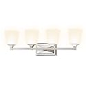 Ultralux 27 inch 4-Lamp Traditional LED White Frosted Glass Sconce Vanity Wall Mount Light Fixture, 560 Lumens 3000K, Brushed Nickel for Kitchen