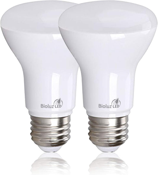 Bioluz LED 2 Pack BR20 LED Bulbs Indoor Flood Light R20 Dimmable High CRI 3000K Soft White, 50 Watt Equivalent Uses 7W, 540 Lumens UL Listed FCC RoHS
