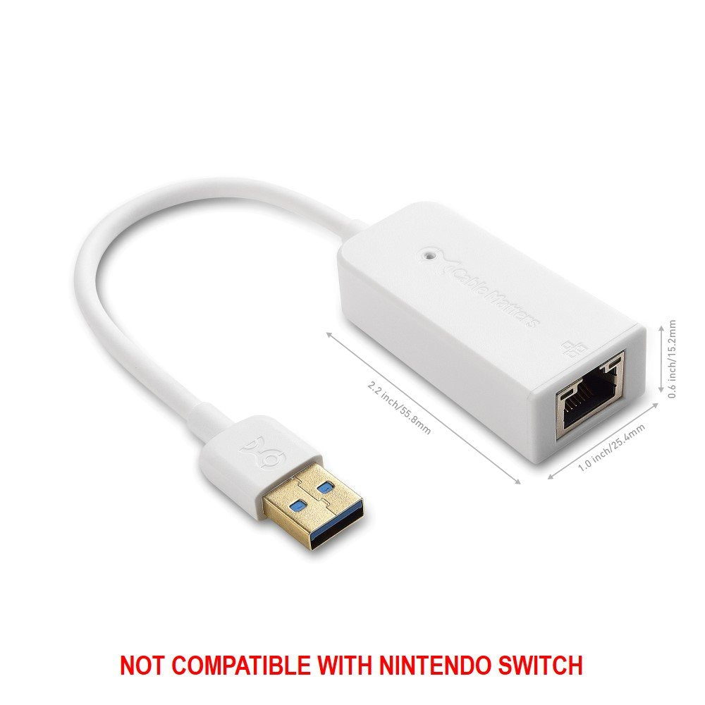 Cable Matters USB 3.0 to Ethernet Adapter, 10/100/1000 Mbps, White