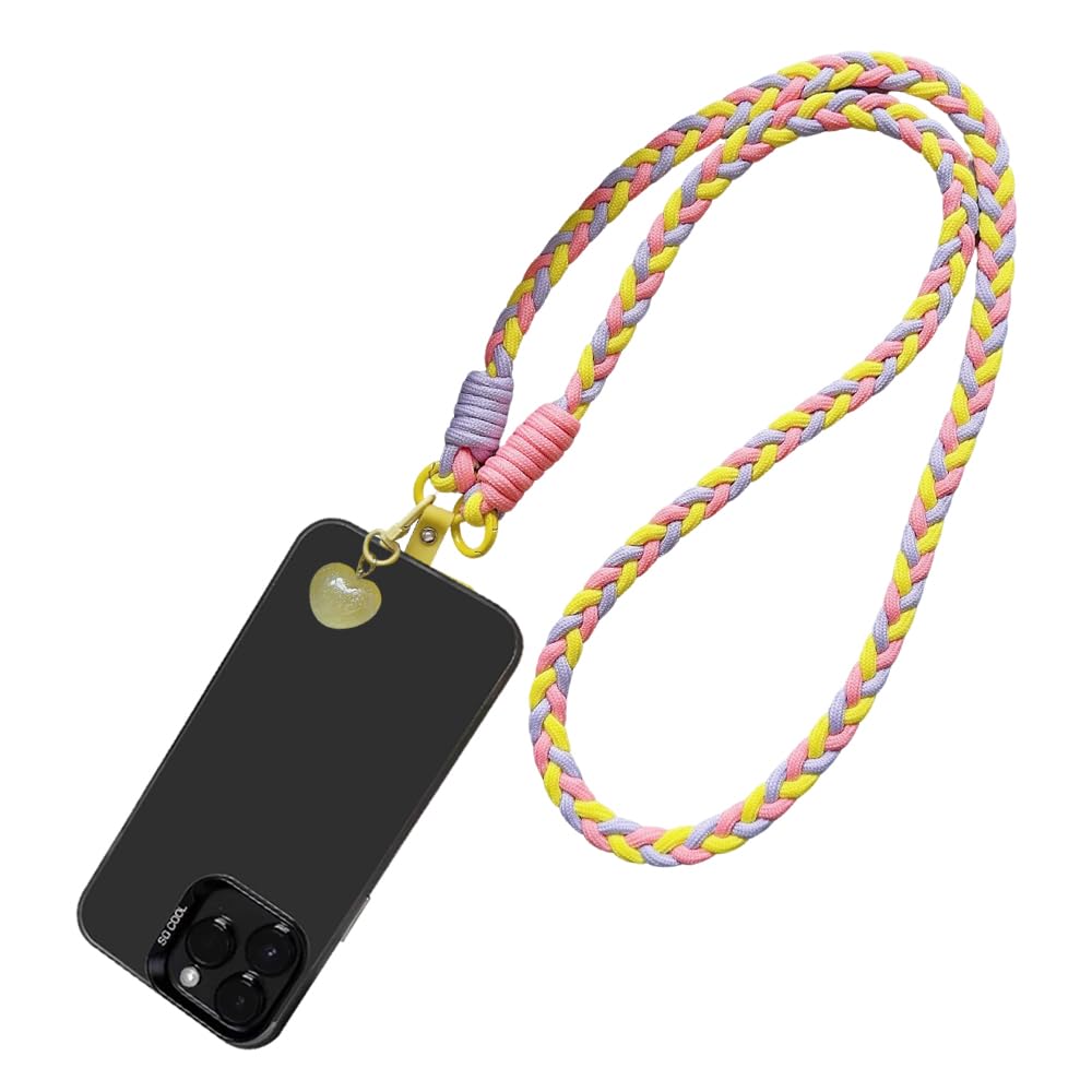 YouPocket Phone Lanyard, Phone Strap Crossbody, Anti Theft Cell Phone Lanyard (Yellow+Purple)