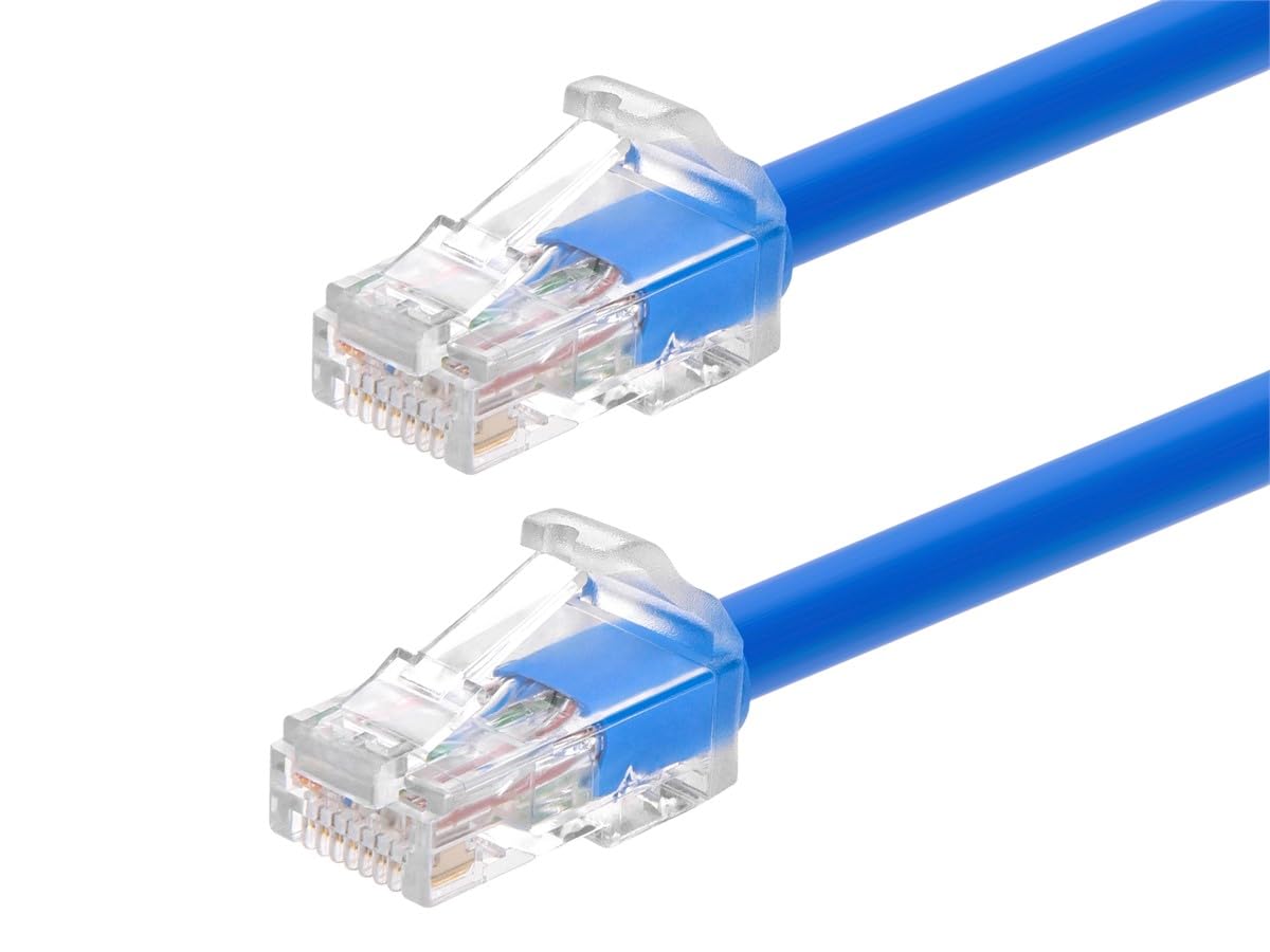 Monoprice Cat6A Component Level Patch Cable - 50 Feet - Blue | UTP, 24AWG, 500MHz, Pure Bare Copper, Snagless RJ45, Ethernet Cable - Micro SlimRun