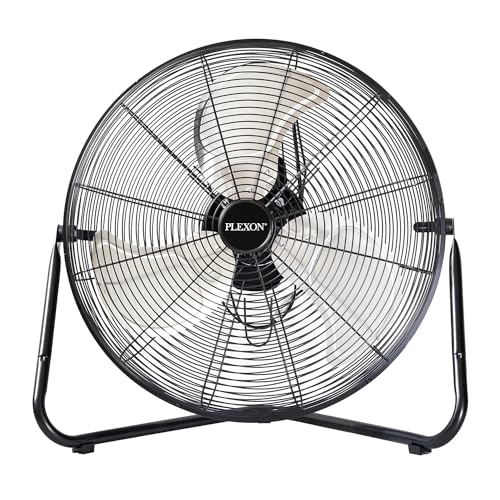 Plexon 20" High Velocity Floor Fan, Industrial Metal Shop Fan, 4200 CFM