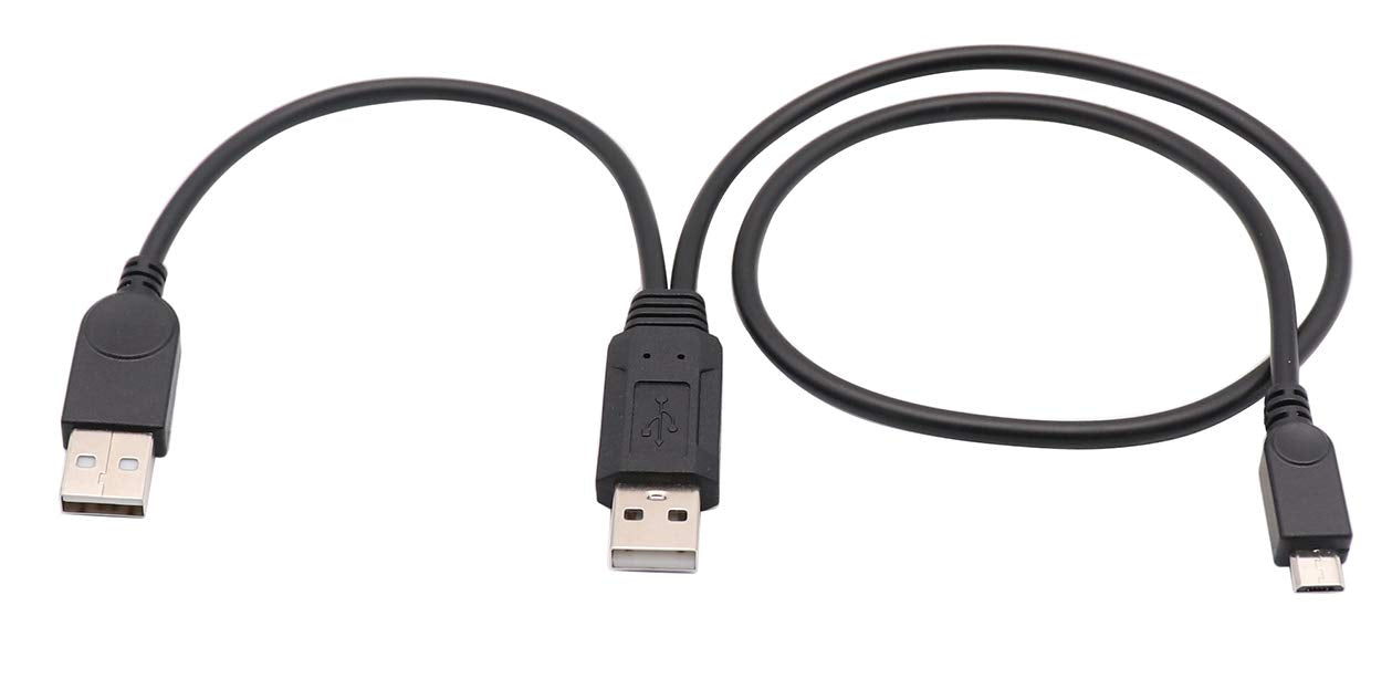 zdyCGTime USB 2.0 A Dual Power Micro Cable, USB 2.0 A Male to USB 2.0 A +Micro USB Male Y Adapter Charging Cable for Samsung, HTC, Tablet and More…