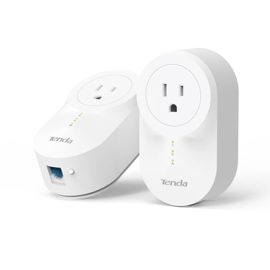 Tenda AV1000 Powerline Etherne Adapter Kit with Gigabit Ports, Ethernet Over Power, Plug&Play, Power Saving, Power Outlet Passthrough, Ideal