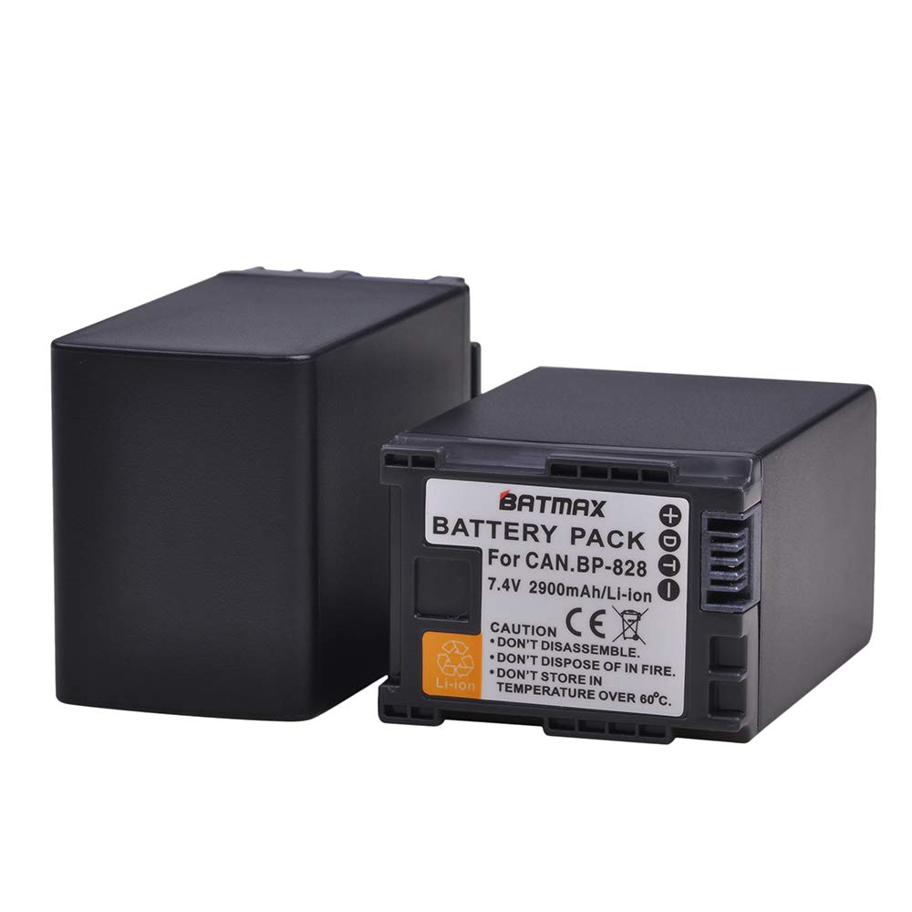 Batmax 2Pcs 2900mAh BP-828 Battery + Rapid LCD Dual Charger for Canon VIXIA HF G50, HF G60, HF G70, XA15, XA20, XA25, XA60, XA65, XA70, XA75,XA40