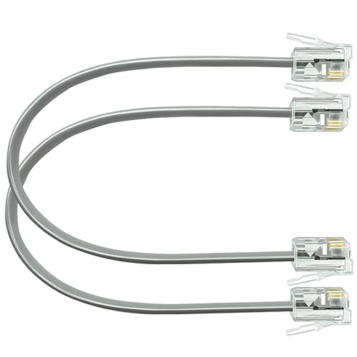 NECABLES 2Pack 6 Inch Short Telephone Cord Phone Cable Wall Phone Cord for Landline RJ11 6P4C Male to Male