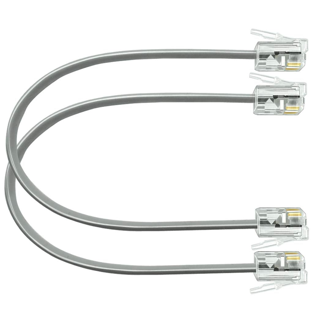 NECABLES 2Pack 6 Inch Short Telephone Cord Phone Cable Wall Phone Cord for Landline RJ11 6P4C Male to Male