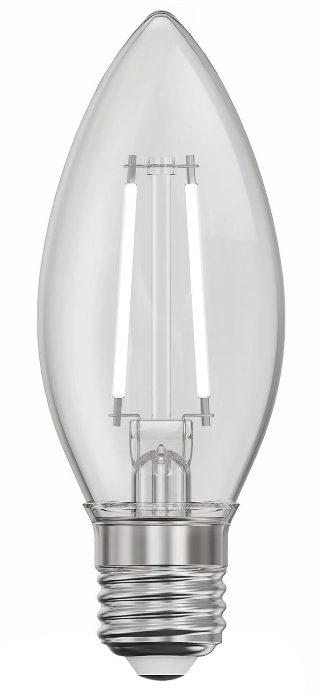 Feit Electric BPETC60927CAWFIL/2 Soft White Torpedo-Tip Exposed White Filament LED Bulb, 2 Bulbs per Pack; 5.5W; 60W Equivalent; E26 Base; 2700K; 90