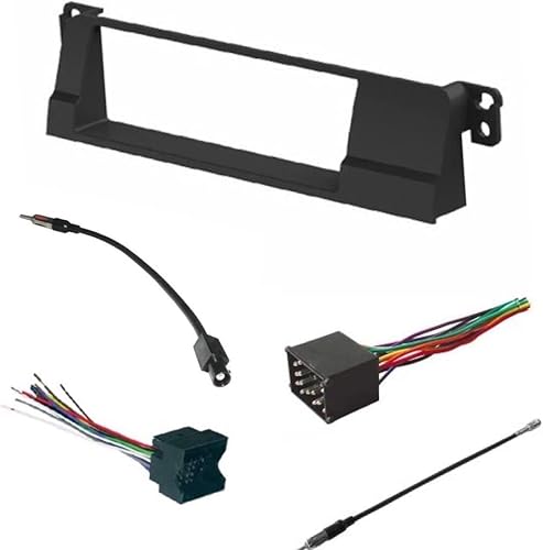 ASC Audio 1x BMW E46 3 Series (1999-2005) 318/323/325/328/330 Single Din Radio Dash Kit, Wire Harness & Antenna Adapter