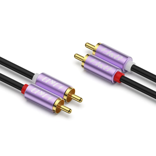 J&D 2 RCA Audio Cable, Purple Aluminum Alloy Shell Gold-Plated 2 RCA Male/Male Stereo Auxiliary Audio Cable Cord for Home Theater HDTV Amplifiers