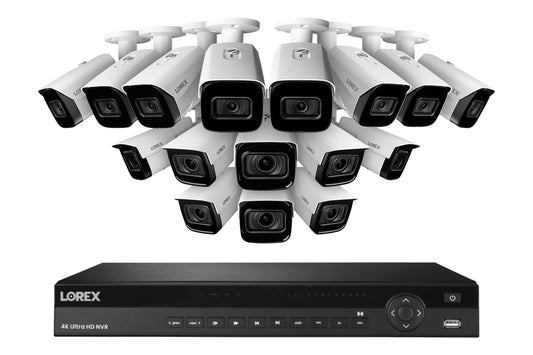 Lorex NC4K4FMV-1688WB 16-Channel Smart 30 FPS 4K Lorex Nocturnal 4TB NVR System with 8X Listen-in Audio IP Cameras (LNB9252B) & 8X Motorized Varifocal