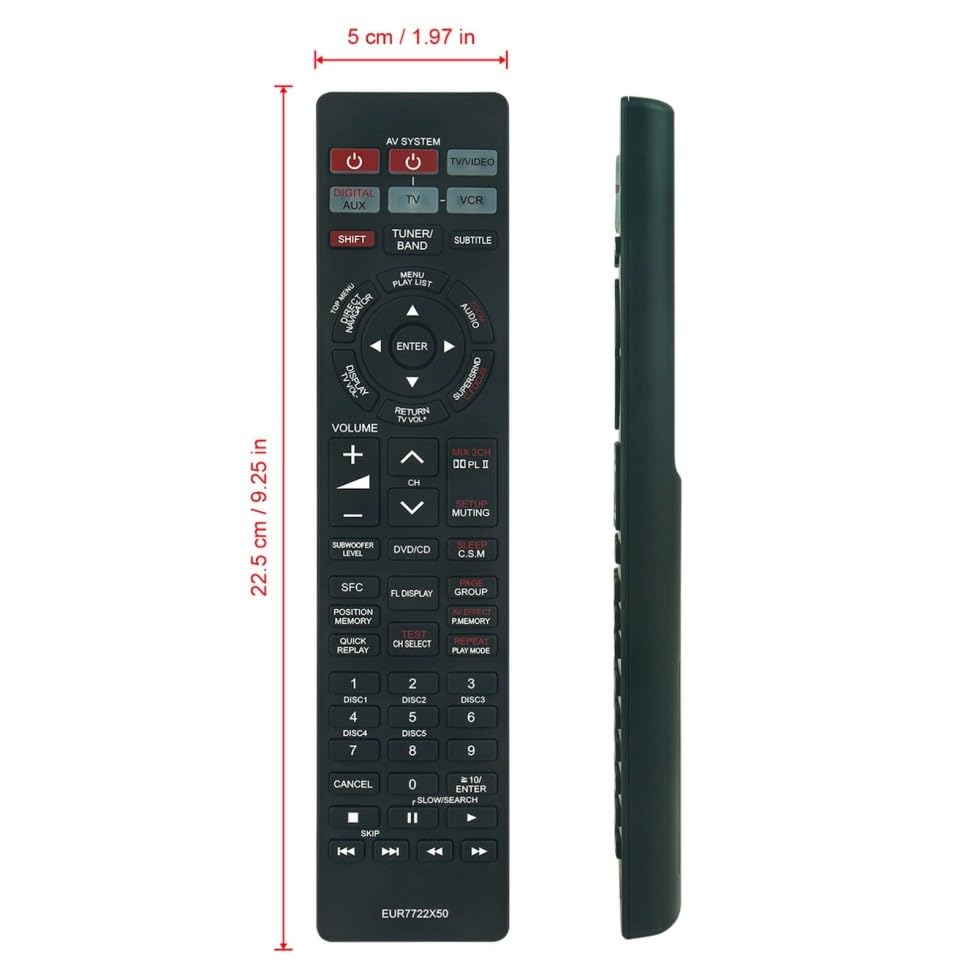 EUR7722X50 Replacement Remote Control for Panasonic DVD Home Theater Sound System in Living Rooms or Rooms, No Programming or Pairing Needed, Replace